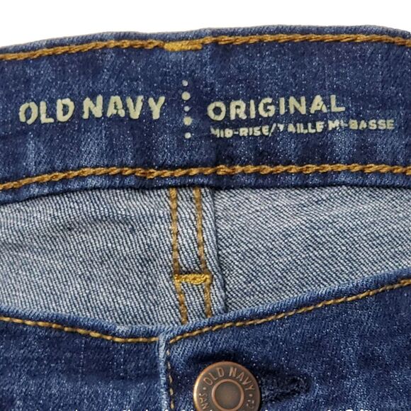 Old Navy Womens Sz 8 Long Original Mid-rise Denim Blue Jeans Straight Skinny - Picture 3 of 9